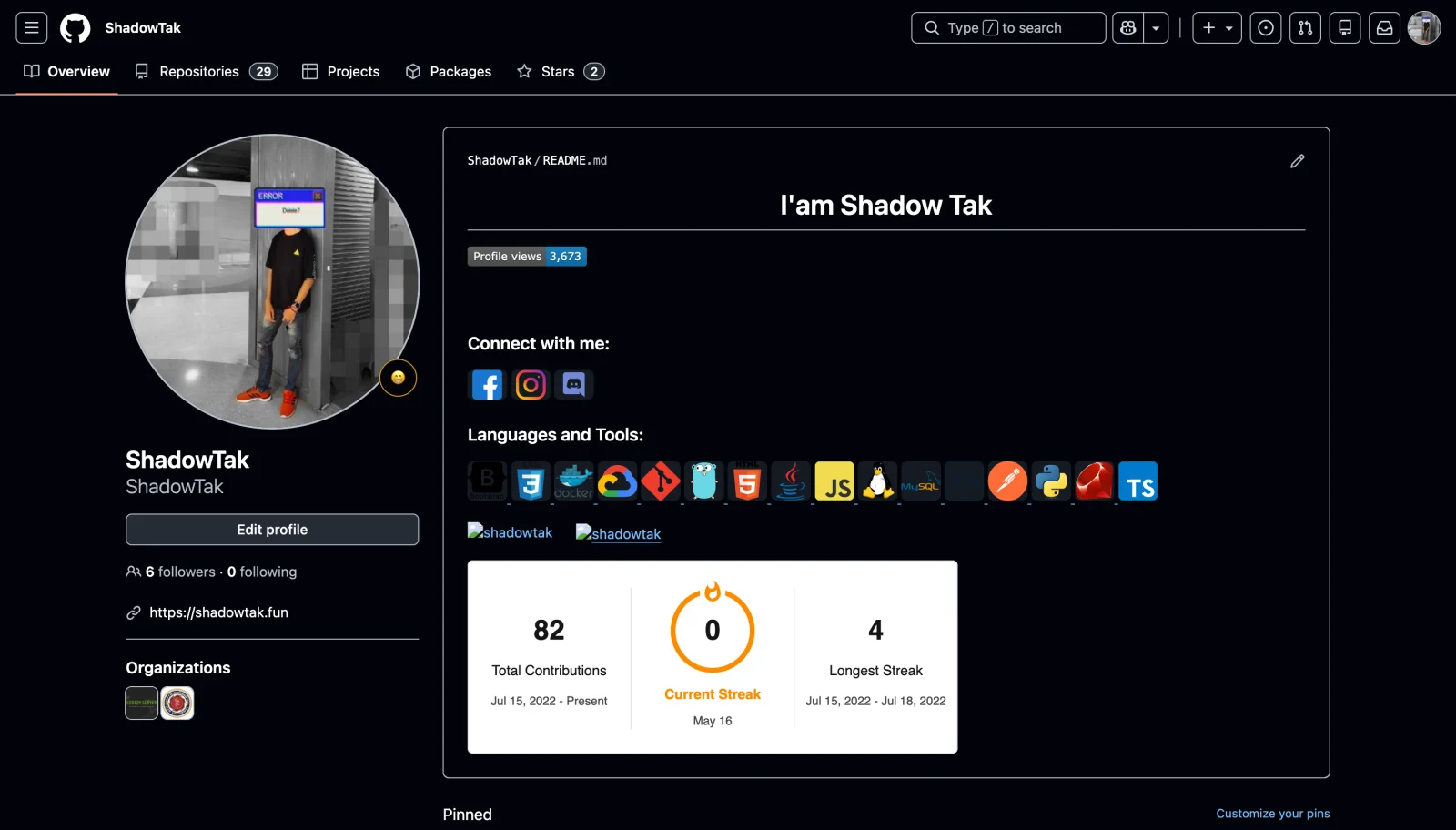 Screenshot of GitHub archive with older projects